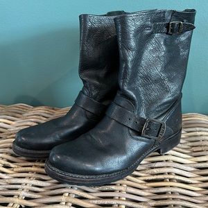 Frye Veronica Moto full grain black leather boot 8 1/2